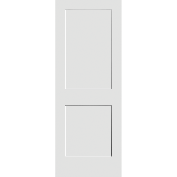Primed Flat 2-Panel Interior Shaker Door (SH782) with Square Sticking MDF Primed