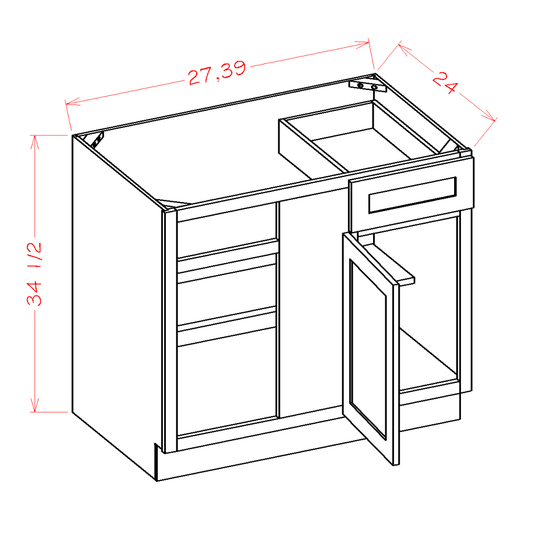 Highland Series Blind Base Corner Cabinet in 36" or 42" Wide