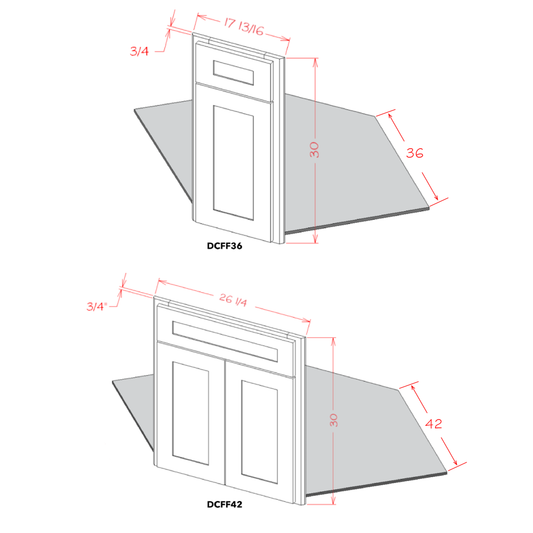 Highland Series Corner Sink Kits Base Cabinet in 42" Wide (Does not include Toe Kick)