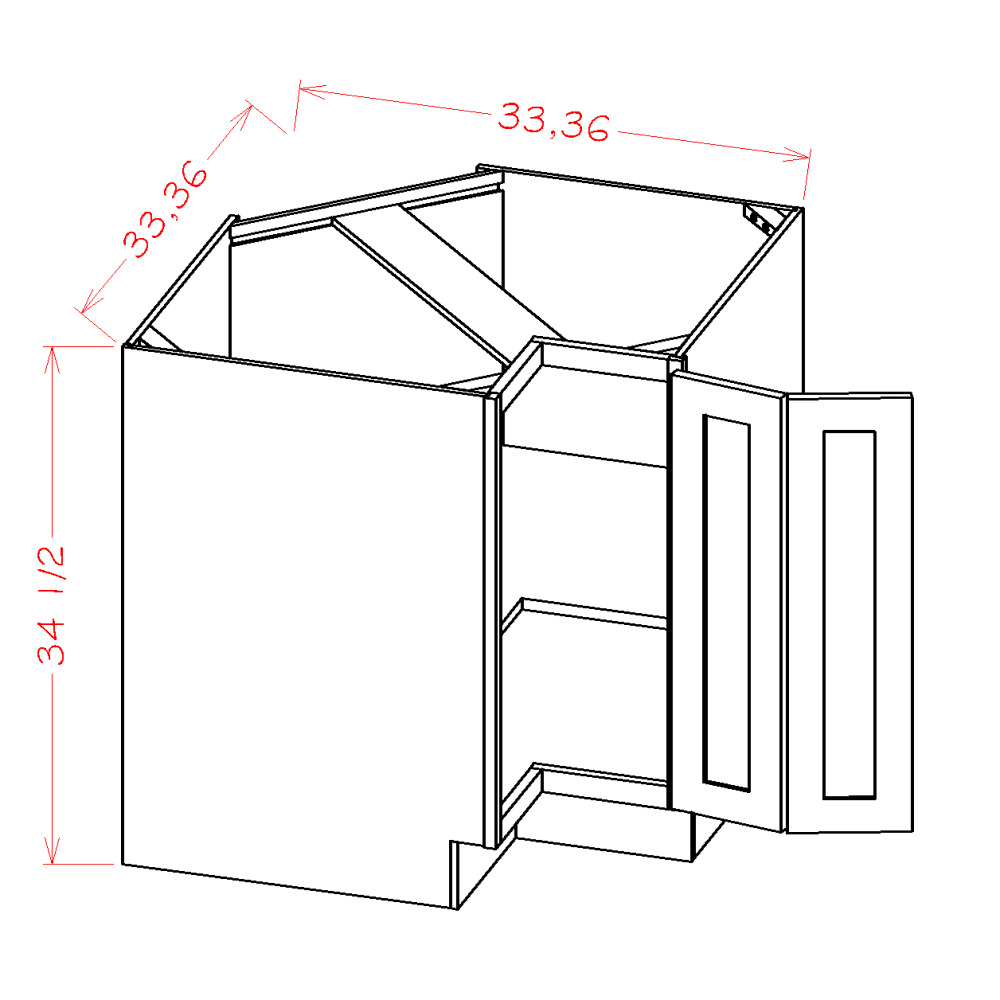 Highland Series Easy Reach Base Cabinet in 33" or 36" Wide