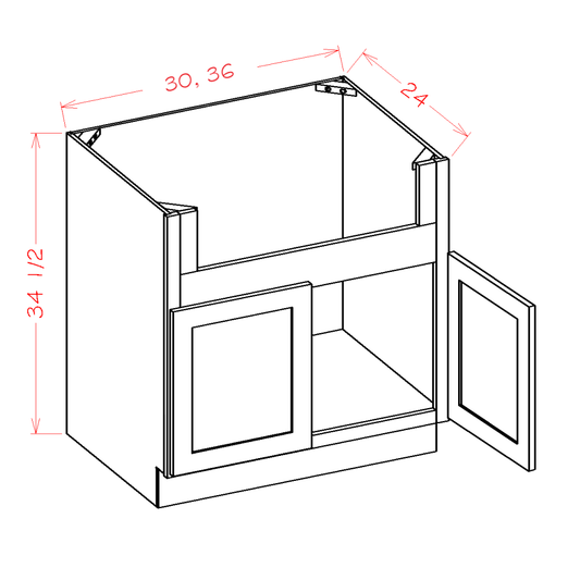 Highland Series Farm Sink Base Cabinet in 30" or 36" Wide