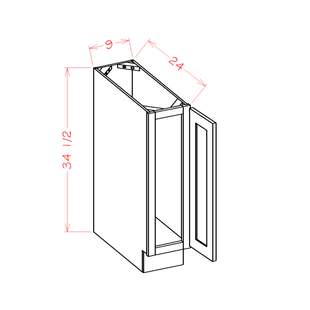 Highland Series Single Door Full Height Tray Base Cabinet